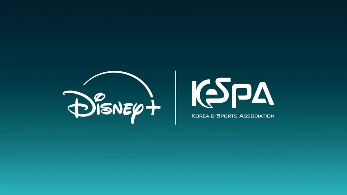 Disney+ and Korea e-Sports Association logos displayed side by side on a gradient background