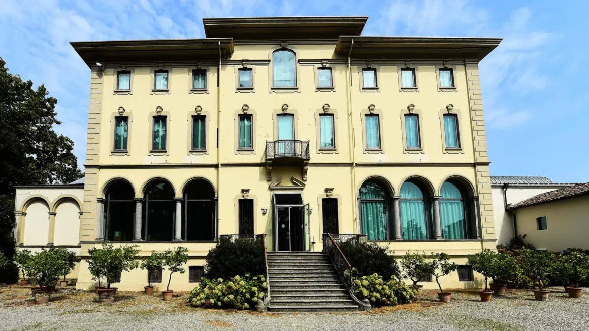 Front exterior of the Magnani-Rocca Foundation villa in Mamiano di Traversetolo near Parma, Italy.