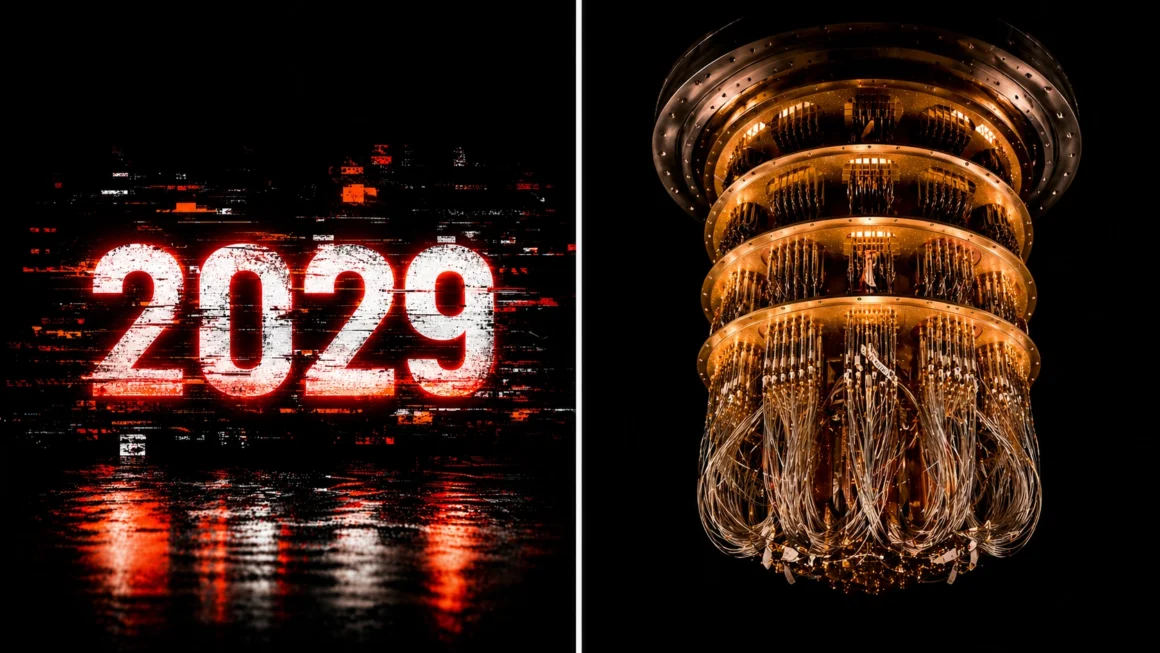 2029 glitch and quantum computer core split image