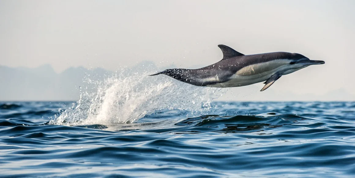 Dolphin leaping above water showing fast, efficient movement